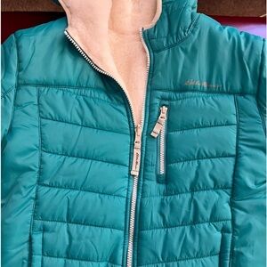 2 girls jackets North Face and Eddie Bauer